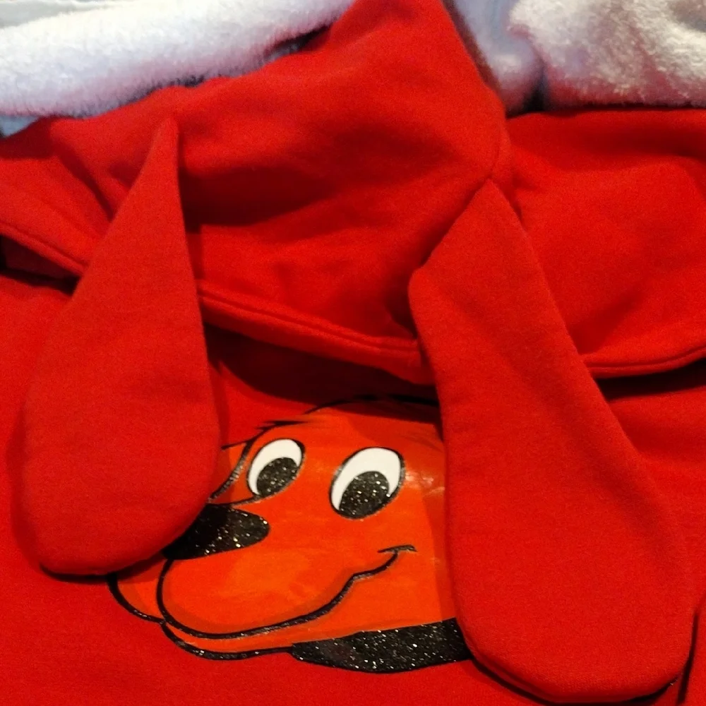 Red Hoodie with Cartoon Dog Design - Picture 3 of 6